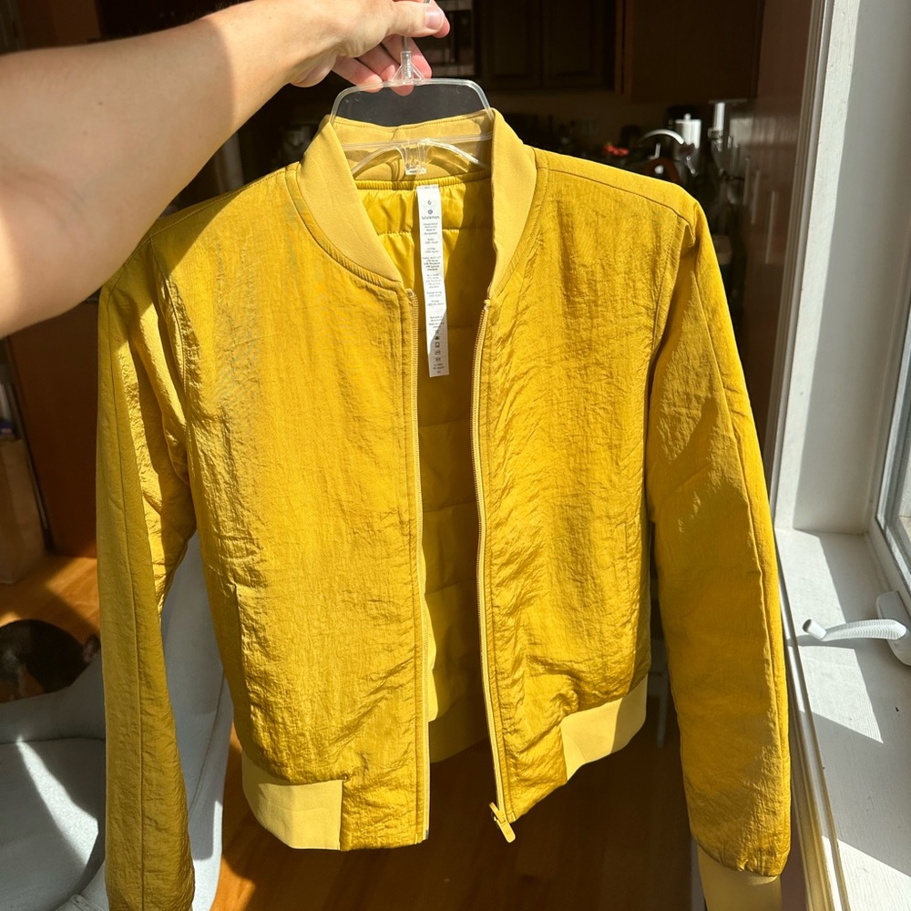 Lululemon Athletica Yellow Bomber Jacket with Modern Design